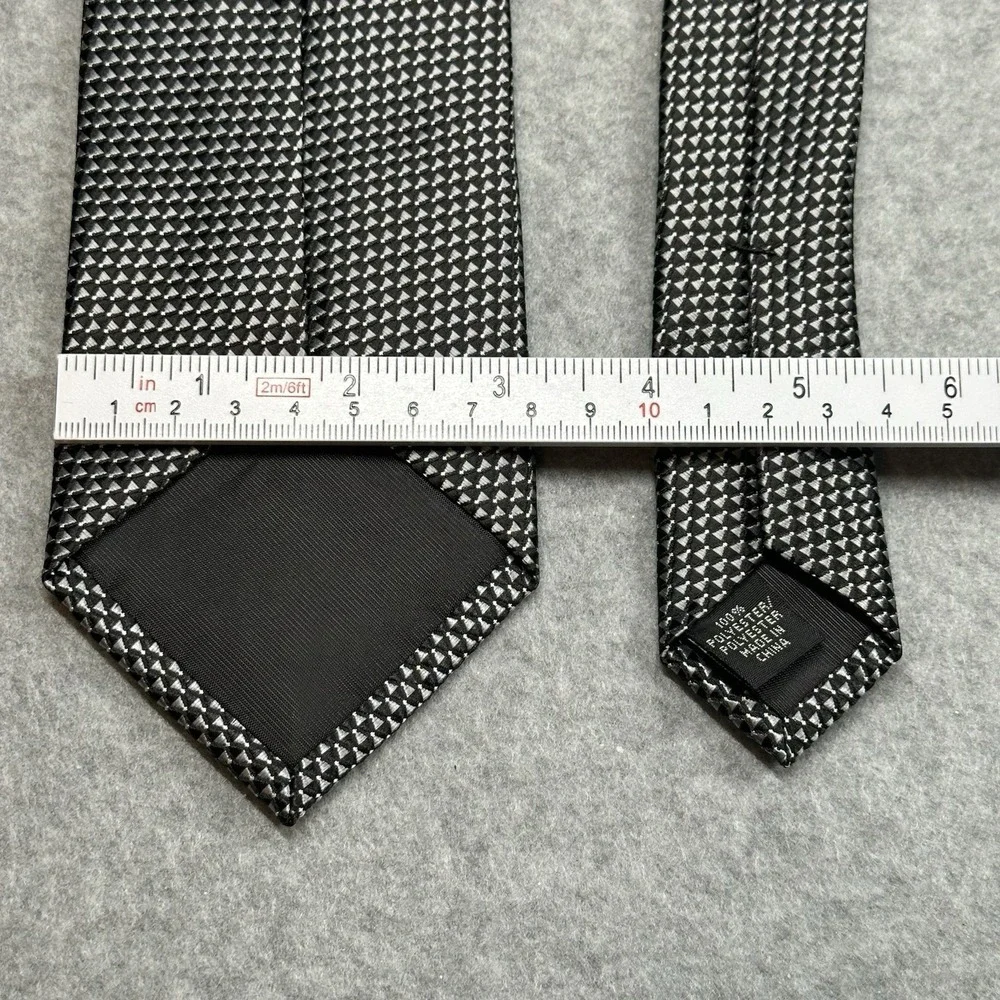 Jones New York Signature Black Silver Geometric Tie Classic Mens 58x3.1in